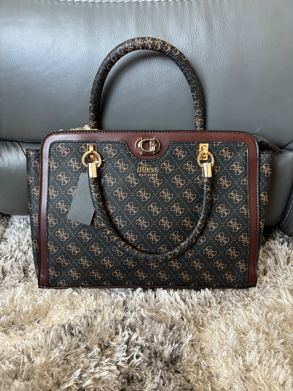 Brown Monogram Satchel Handbag - Picture 5 of 6
